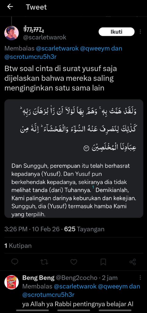 Waduh mas <a href="/scarletwarok/">Mas Pink</a> kenapa blokir mas? Kan anda ngetik sendiri nih CMIWW giliran dikoreksi malah ngeblokir wkwkwk gimana sih? Padahal anda berani bawa bawa kisah Nabi loh, dipelintir sampai jauh dan fitnah pula