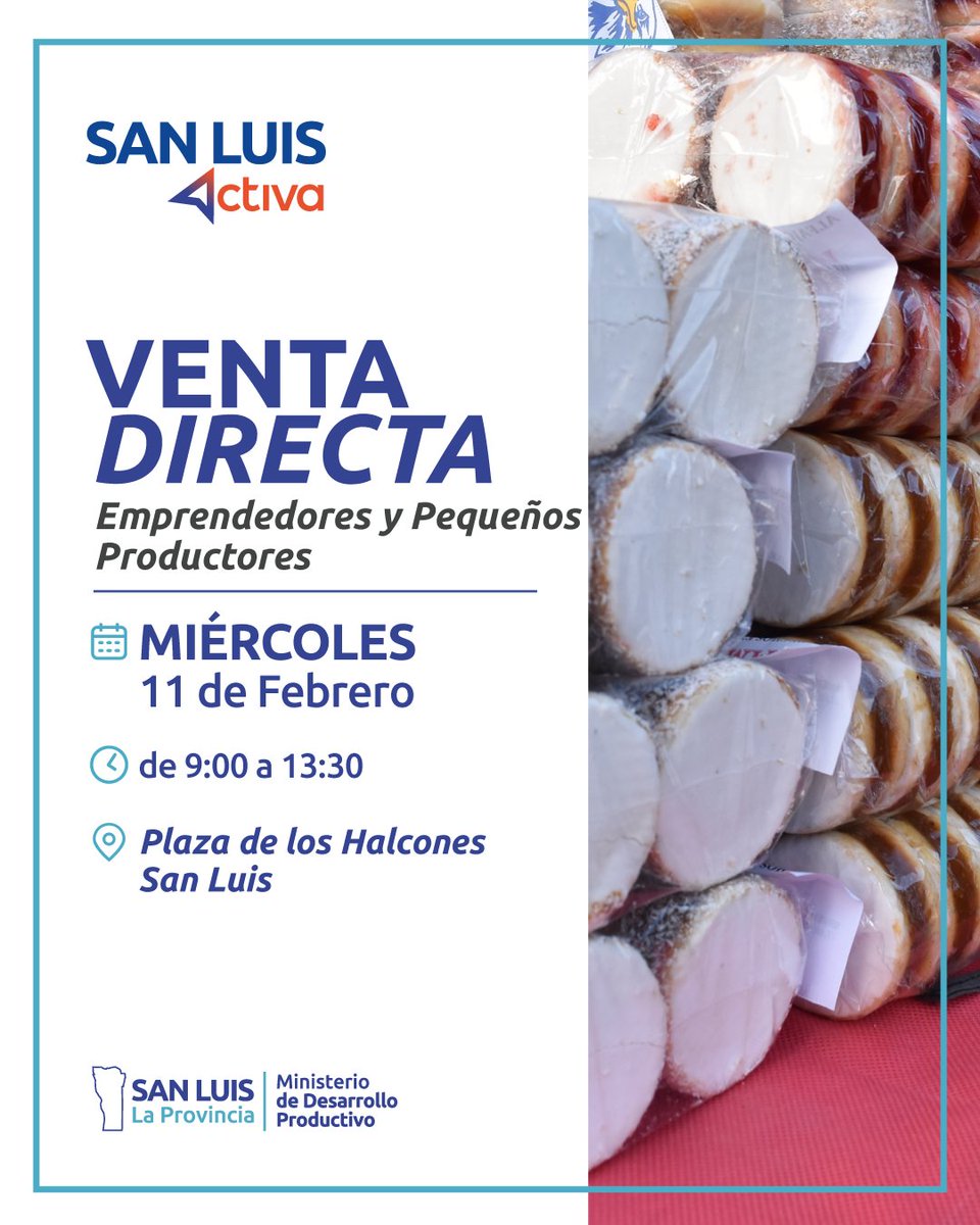 💯 La ‘Venta Directa’ semanal será este miércoles 4 de febrero en la Plaza de los Halcones de 9:00 a 13.30 s.h los vecinos podrán acceder a productos frescos y artesanales de productores locales y emprendedores de la zona.

🙌🏻 Los esperamos.