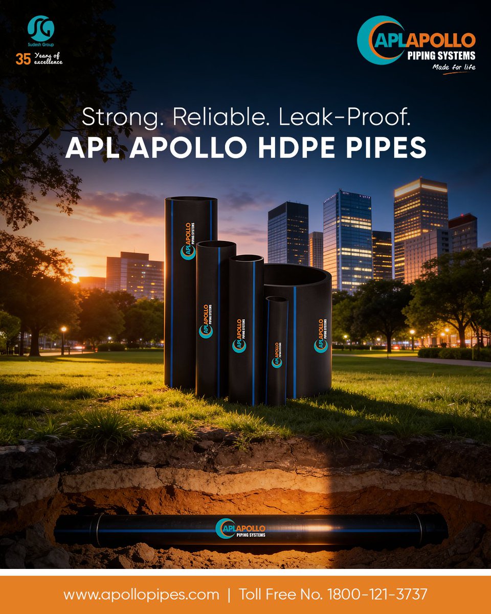 ApolloPipes's tweet image. Engineered from high-quality HDPE, our pipes are corrosion-resistant, durable, and built to last for decades.

To know more, click here: apollopipes.com/hdpe-pipes-and…

#HDPE #APLApollo #LeakProof #HarPressureSeBeasar #MadeForLife