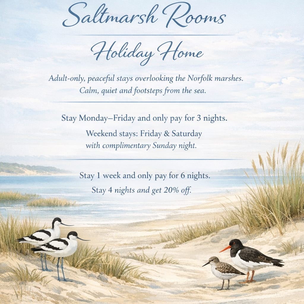 Looking for somewhere to stay in beautiful Wells-next-the-Sea? Look no further 👇 To book, go to saltmarshrooms.co.uk