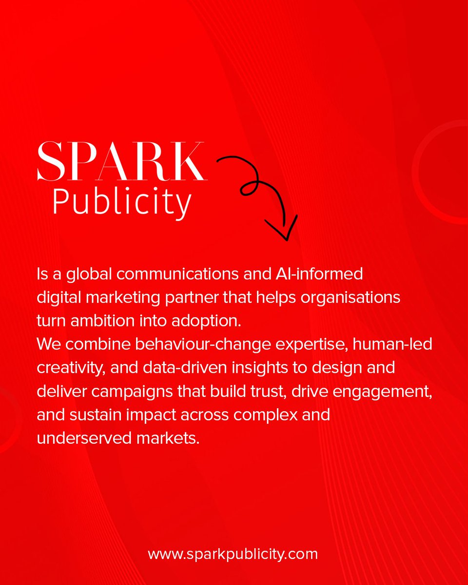 SPARK_Publicity's tweet photo. SPARK Publicity is a global comms and AI informed digital marketing partner helping organisations turn ambition into adoption through behaviour change expertise, human creativity, and data led insight.

AI informed marketing
Digital publicity agency https://t.co/mxVmy9akHJ