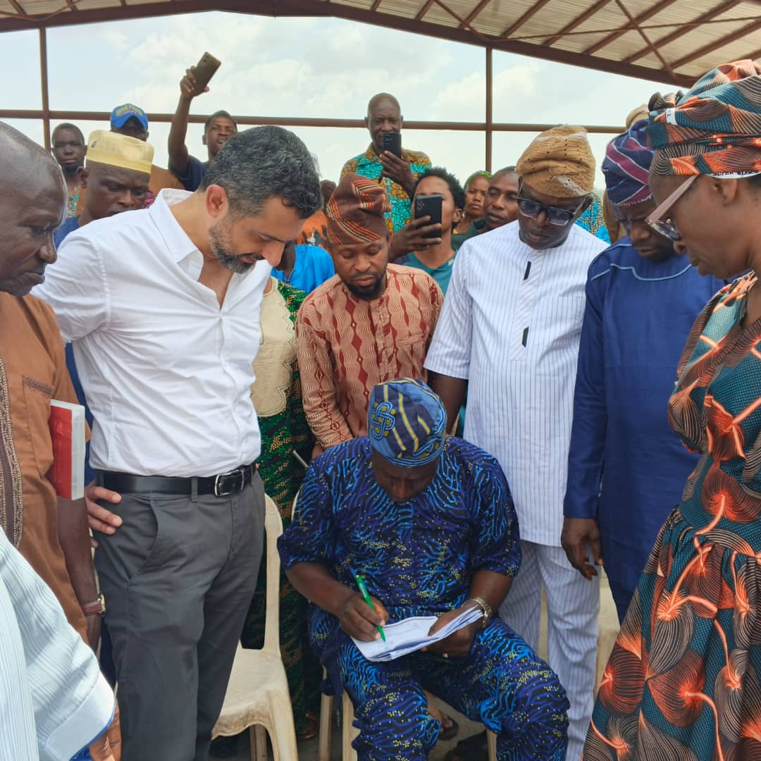 Handing over and Presentation of necessary documents of the newly constructed Weighbridge system, to the Chairmen, Ogbomoso North &amp; Iseyin Local Government Authority, Hon.Ogunlade George and Hon. Fadiran Rasaq, by the Commissioner for PW &amp; Tr, Architect Abdulmojeed Mogbonjubola.