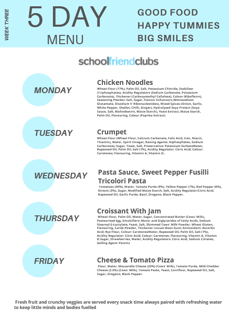 We’re excited to share our new snack menu for next term!
There’s something on there for everyone ,fresh options, familiar favourites, and plenty to keep little tummies happy.