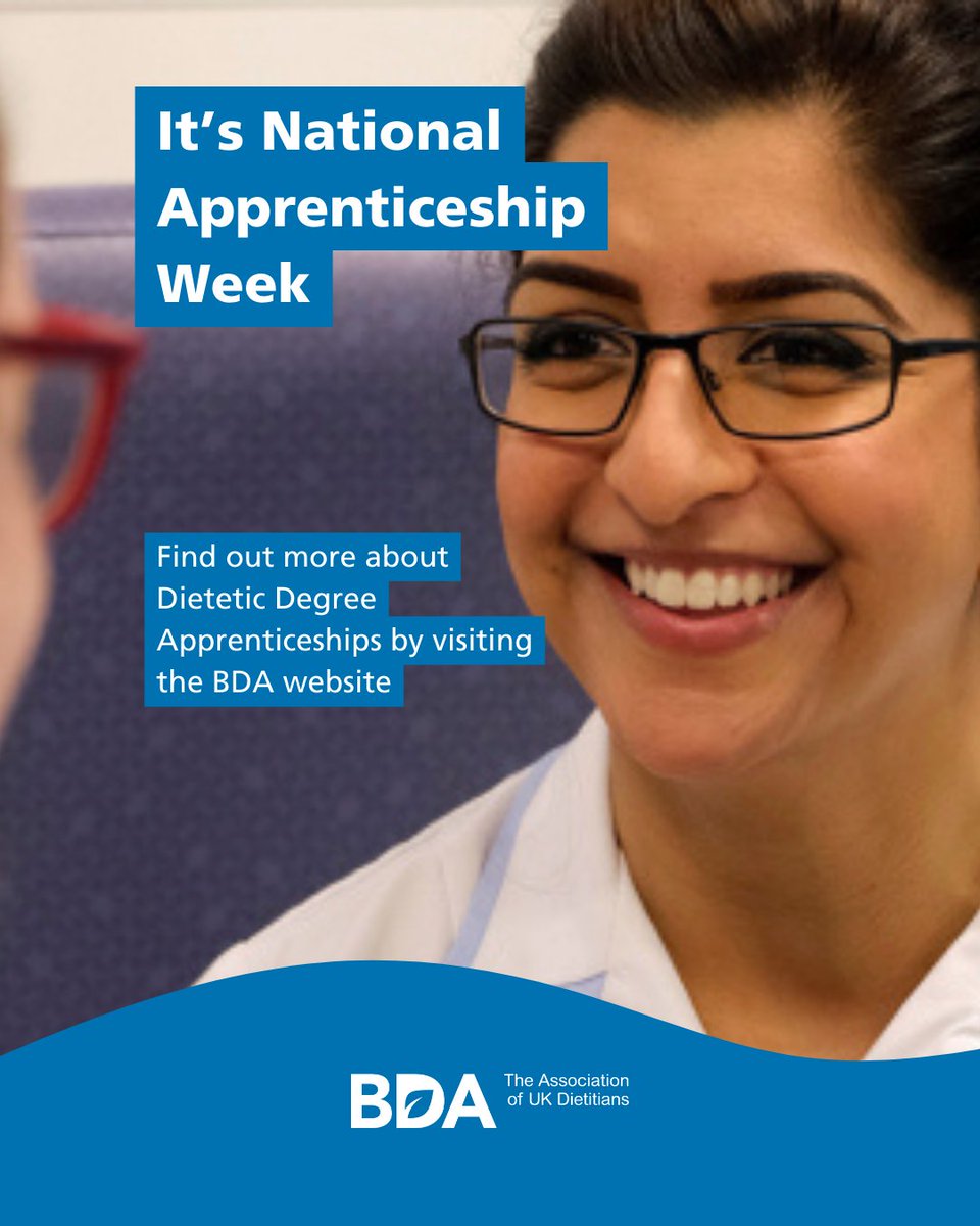 BDA_Dietitians's tweet photo. Dietetic degree apprenticeships are a great way of progressing your career in the dietetic workforce. 🙌

Learn more about how to become a dietetic degree apprentice and the dietetic degree programmes that are currently available: https://t.co/e1hkC4Ioqr https://t.co/BSQLRp7JAn