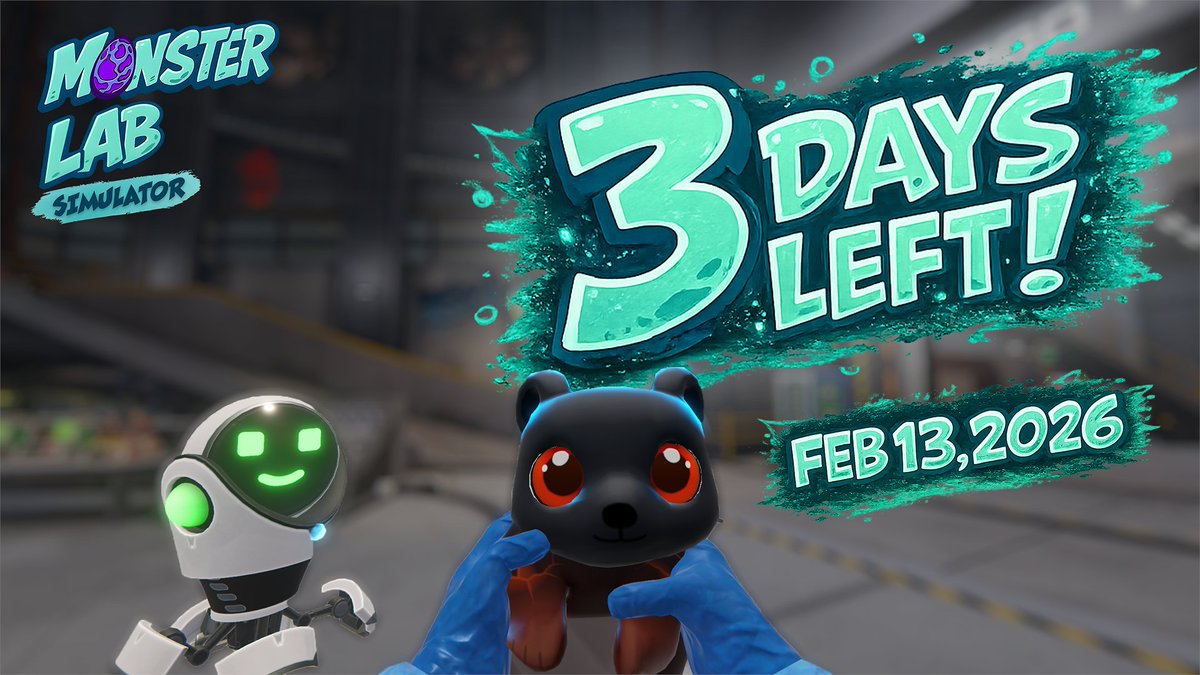 🧪 THE EXPERIMENTS BEGIN… 3 DAYS LEFT! – MONSTER LAB SIMULATOR

The laboratory doors are about to open. Only 3 days left until the release of Monster Lab Simulator.

📅 February 13, 2026! The countdown continues… ⏳🧪

🔬 Mix essences and discover unknown recipes
🥚 Incubate