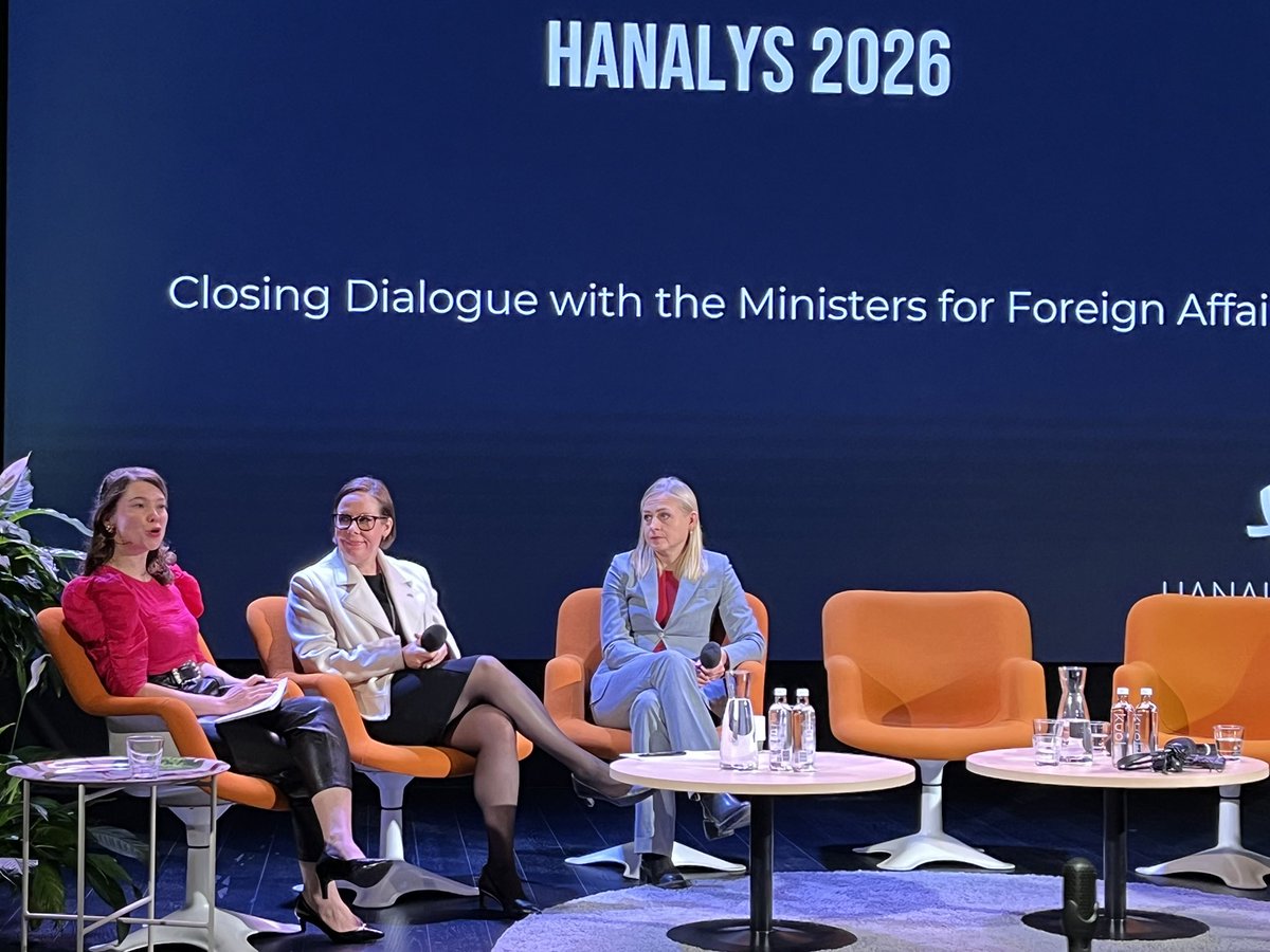 At #Hanalys 2026, a substantive exchange between Ministers for Foreign Affairs <a href="/elinavaltonen/">Elina Valtonen</a> and Swedish Minister for Foreign Affairs Maria Malmer Stenergard on Europe’s strategic outlook, security, and global responsibility. 

Strong reminder of the value of open, serious