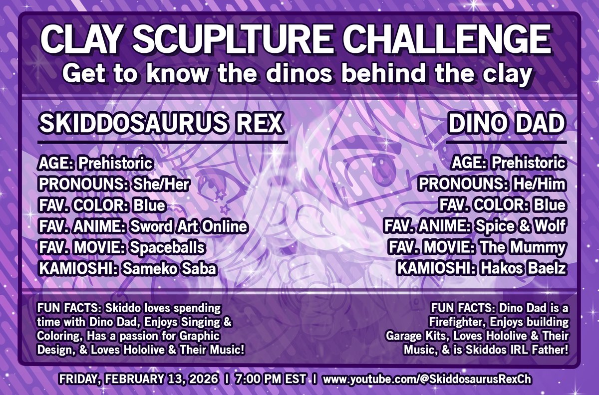 Get to know Skiddo &amp; Dino Dad before their upcoming challenge on Friday! Who are you rooting for to be the ULTIMATE SCULPTOR?! Let us know in the comments below, and enjoy getting to know a little more about the dinos behind the camera!
