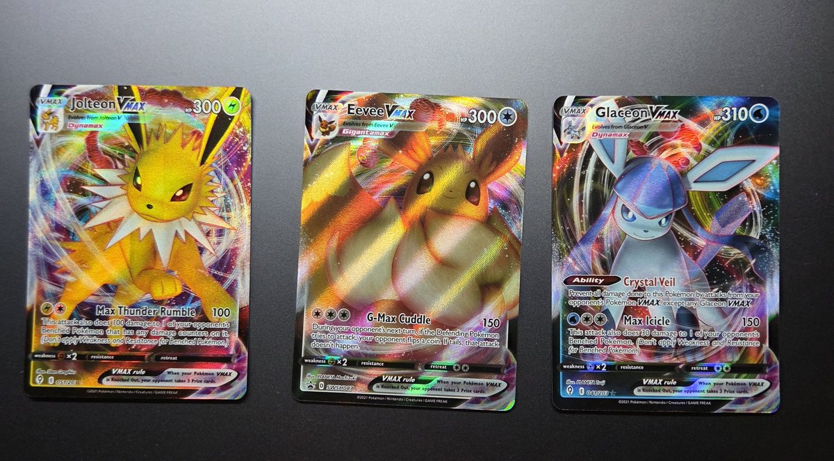 Eevee &amp; Friends VMAX Bundle! 🦊✨
​Selling these three as a set. 
​📍 $12 Shipped
📍 NM Condition
📍 DM to claim! 📩
​#PokemonLive #TCGSale #Pokemon