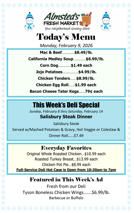 Time for lunch!

#deli #lunch #dinner #takeout 
#almstedsmarket #almsteds