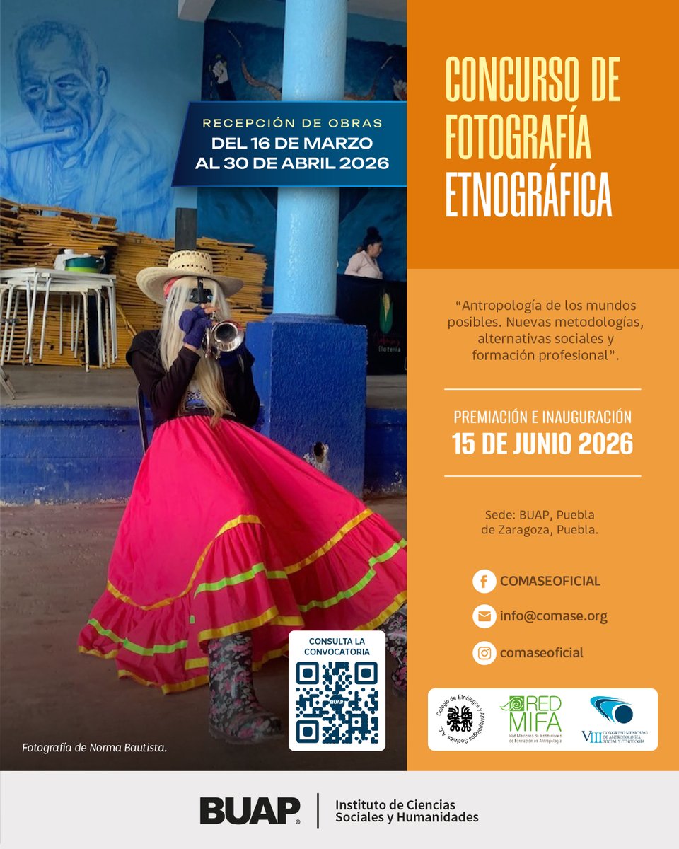 📸Participa en el Concurso de Fotografía Etnográfica. 

Es una oportunidad para que las imágenes se conviertan en un espacio de encuentro entre la mirada etnográfica y la imaginación creativa.

ℹ️Consulta la convocatoria aquí: buap.mx/content/concur…