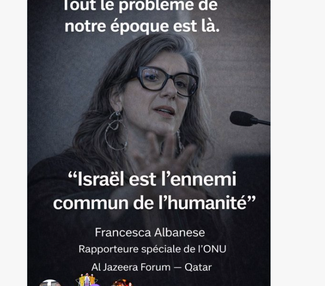 <a href="/CarolineYADAN/">Caroline Yadan</a> <a href="/ConstanceLeGrip/">Constance Le Grip</a> <a href="/priscathevenot/">Prisca THEVENOT</a> <a href="/charlesrodwell_/">Charles Rodwell</a> <a href="/SylvainMaillard/">Sylvain Maillard</a> <a href="/JoMissoffe/">Joséphine Missoffe</a> <a href="/Laure_Miller/">Laure Miller</a> <a href="/LaurentMazaury/">Mazaury Laurent</a> <a href="/KlinkertBrigitt/">Brigitte Klinkert</a> <a href="/sandrogozi/">Sandro Gozi</a> <a href="/guillaumekasba/">Guillaume Kasbarian</a> Les parlementaires méritent un grand respect, car ils tiennent leur mandat du peuple. Indépendamment de vos attaques personnelles et du mépris affiché envers moi, je vous invite, Madame Yadan, à produire une seule citation où j’aurais qualifié Israël «d’ennemi de l’humanité ».