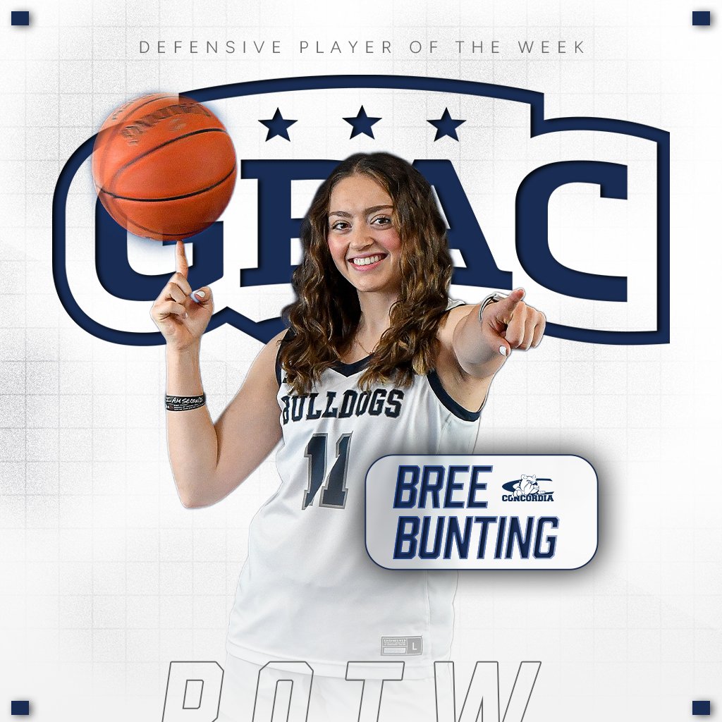 🏀 Bree Bunting

🏅 GPAC Defensive Player of the Week 

📊 33 pts (career high vs Doane (19)), 9 stls (7 vs MSIDE), 5 rebs, 4 asts going 2-0 as a team. 

🔗 cune.edu/athletics/team…