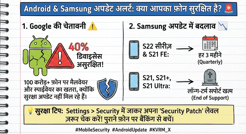 अगर फोन काफी समय से अपडेट नहीं हुआ है, तो रिस्क बढ़ जाता है।
ज़्यादातर लोग सिर्फ OS update देखते हैं, लेकिन security patch को नजरअंदाज़ कर देते हैं, जबकि असली सुरक्षा वहीं से आती है।
एक बार Settings खोलकर अपना Security Patch level जरूर देख लो।
छोटी सी चीज़ है, लेकिन काम की है।