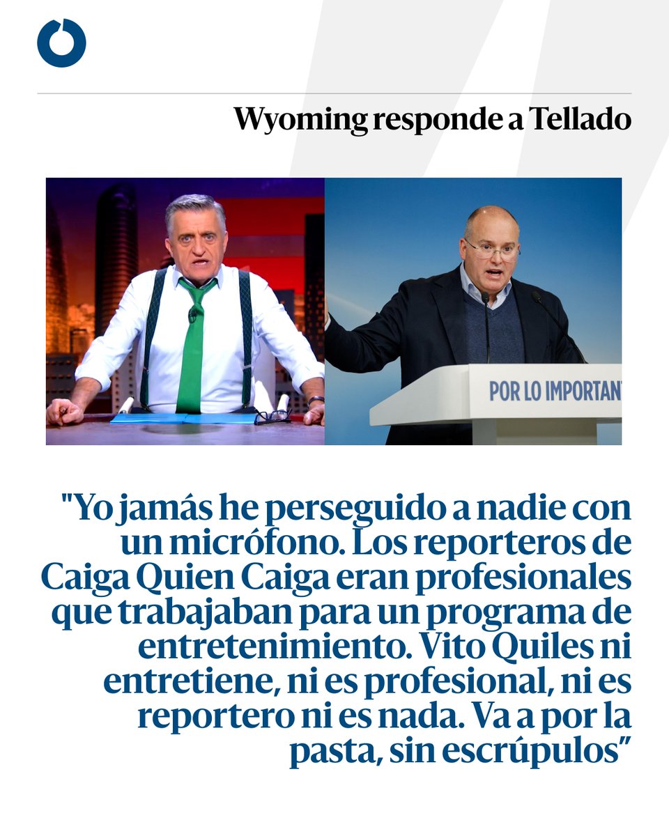 Wyoming responde a Tellado: "Los reporteros de Caiga Quien Caiga eran profesionales que trabajaban para un programa de entretenimiento. Vito Quiles ni entretiene, ni es profesional, ni es reportero ni es nada. Va a por la pasta, sin escrúpulos” eldiario.es/vertele/videos…