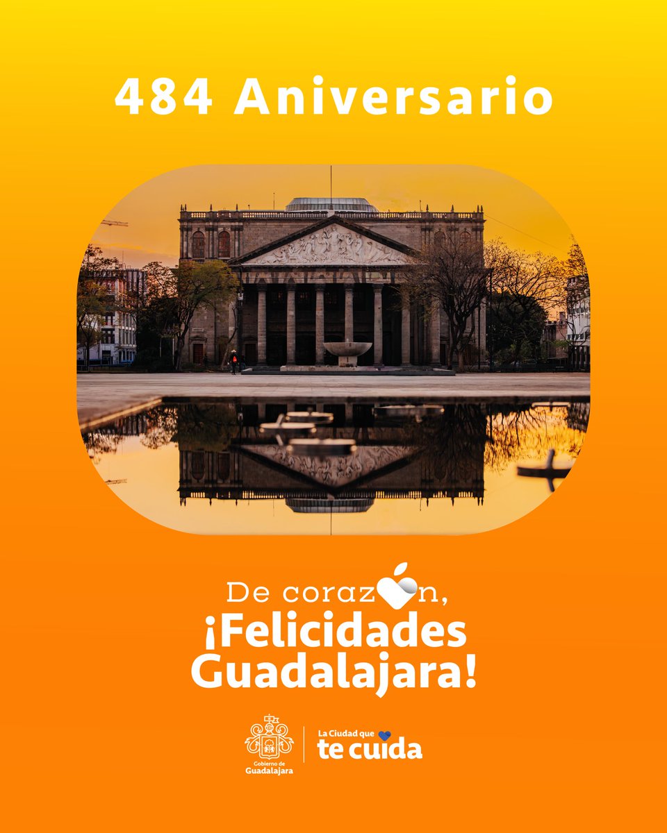 El 14 de febrero celebramos 484 años de la fundación de nuestra ciudad, que sigue latiendo con mucho orgullo por su historia y arquitectura. 

De corazón, ¡felicidades Guadalajara! 🧡