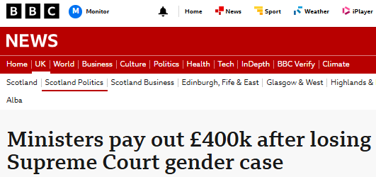 msm_monitor's tweet photo. The BBC, as we predicted, is trying to resurrect the gender war in order to attack the SNP by headlining the cost of the Supreme Court gender case. The same BBC has turned a blind eye to the cost of the Darlington NHS gender case which was over £600,000.

Political bias. https://t.co/2ZVmzoYKo8