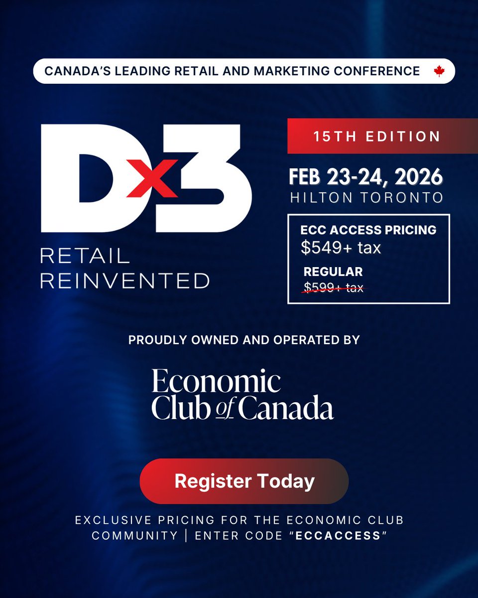economicclubca's tweet photo. As Canadian retail evolves, join @EconomicClubCA Feb 23-24 for insights on brand strategy &amp; social commerce. Save $50! https://t.co/inj0lmZFMU https://t.co/lCOB2ybntt
