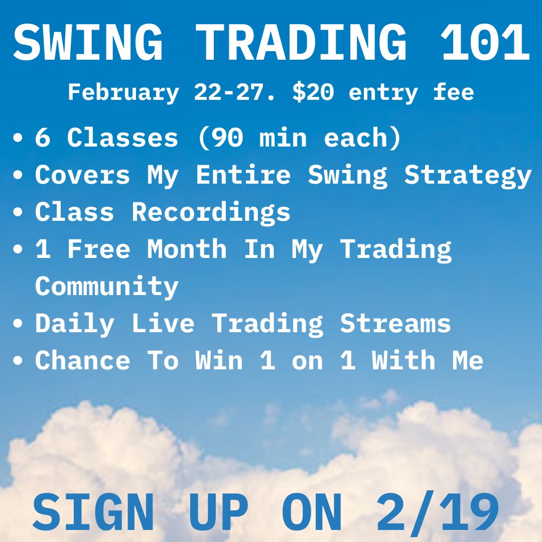 ThiccTeddy's tweet photo. Dear Trading Community,

If you're interested in learning how to swing trade, I highly recommend checking out my camp at the end of the month

I'll be sharing the strategy that has helped me consistently find winning setups & execute them correctly

I'm also keeping it very affordable. $20. I want this education to reach as many beginner traders as possible

Check out this graphic for more info!

Yours truly,
ThicccccccccTeddy