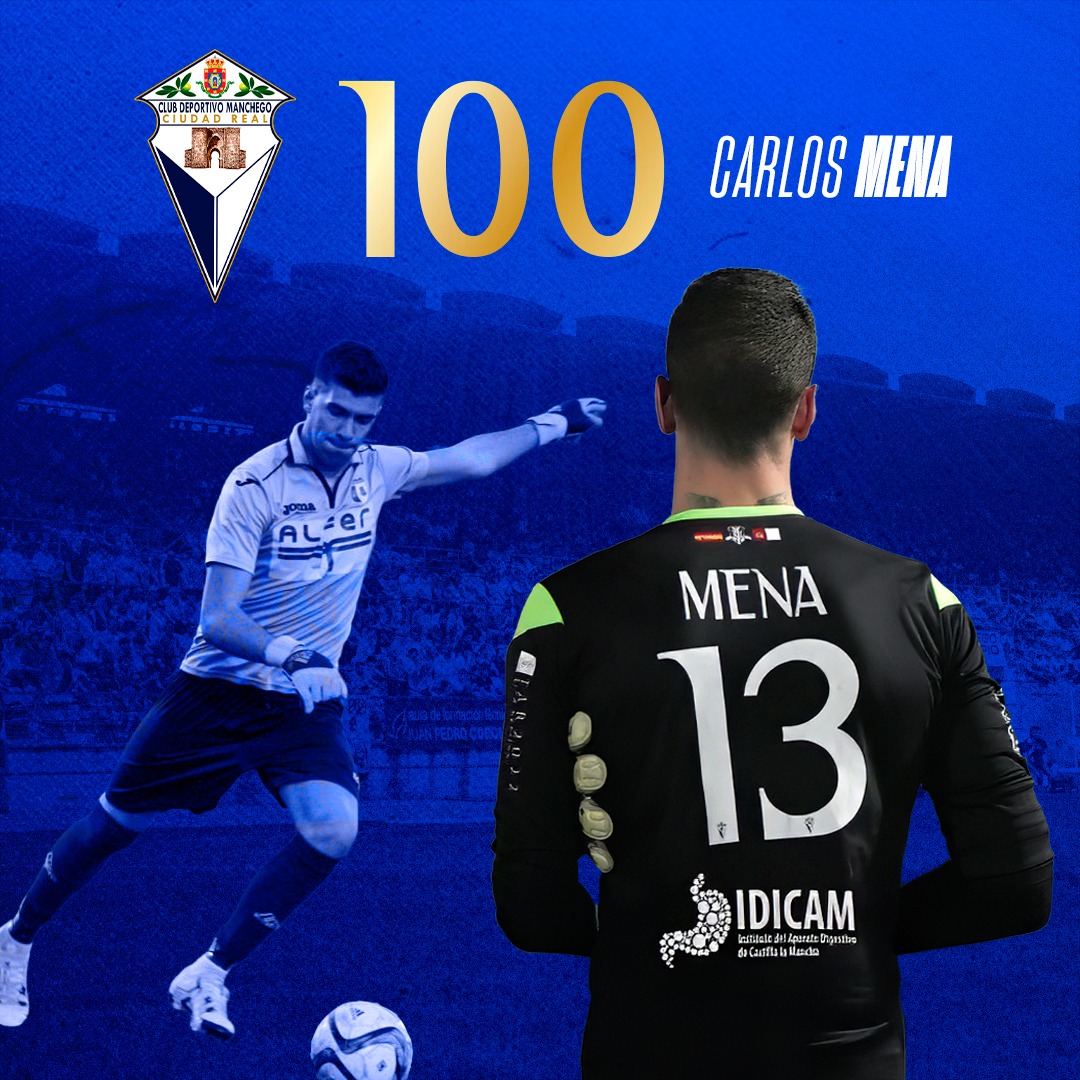 ⚽️ 100 PARTIDOS ⚽️

CARLOS MENA superó los cien partidos, concretamente  101 tras este pasado fin de semana, defendiendo al club de su ciudad.

Ha jugado en su club en dos etapas diferentes, recuperado en el segundo año de la actual etapa, tras años fuera de #CiudadReal.