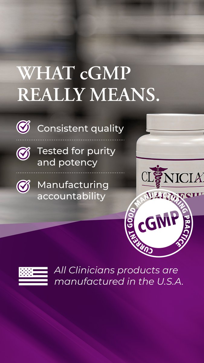 cscnewsfeed's tweet photo. When products are recommended to patients, quality can’t be optional. cGMP standards help ensure consistency, purity, and manufacturing accountability. https://t.co/5MbNIcWcOm