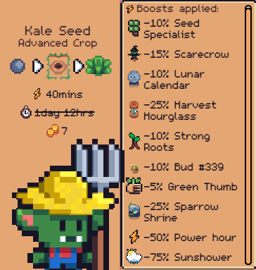 WarlordFarmer's tweet photo. Last week Winter Sunshower... 🌦️
Kale in LESS than HALF HOUR⏲️
Boost aplied ❔
*Time Wrap Totem not showed on boost aplied list
Now is detailed in game (image) ⏩ 40mins
AND with Rapid Root Fertilizer ⏩ 20mins
#chapter13 #BOOST #Tips https://t.co/luDtbVG9gp