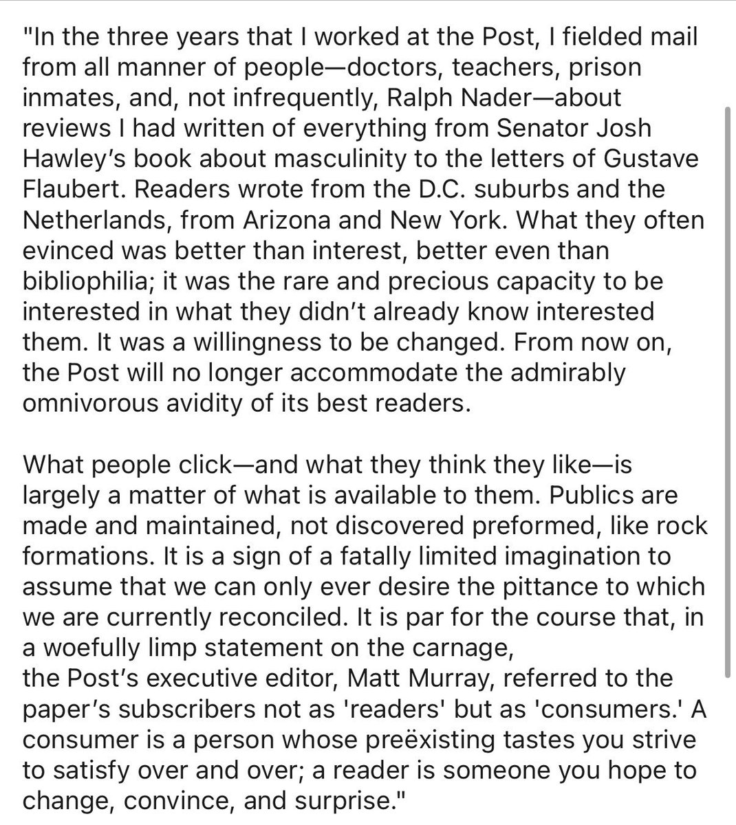 bri_sacks's tweet image. Becca Rothfeld for @NewYorker on the death of our book section, and the heartbreaking truth of what it means. 

lnkd.in/gUrRYtyA