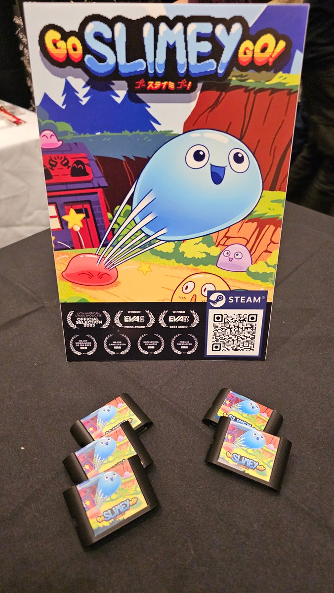 tembachi's tweet photo. Con @goslimeygo el domingo hicimos 27 dólares en ventas de Steam.
También participamos en la Retro Market con el experimento de vender copias físicas del juego.
Fabricamos 25 cartuchitos y los vendimos todos, en total, 264 dólares.
¡Recuperamos lo invertido en el evento! https://t.co/pRy4yD2teF