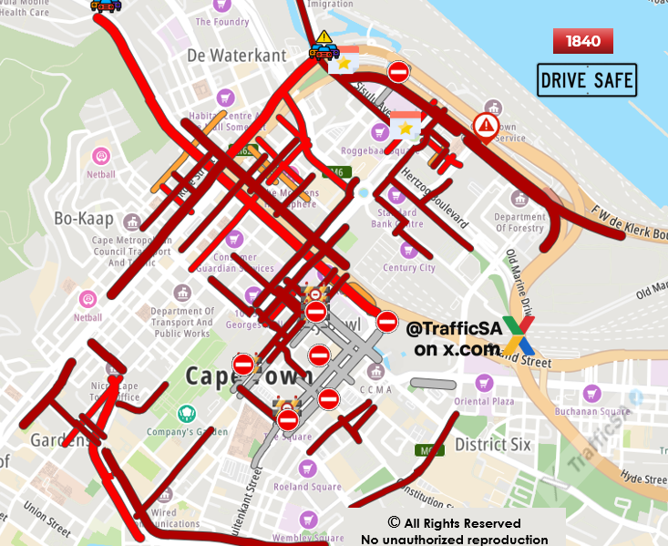 TrafficSA's tweet image. Cape Town - LIVE View:   CBD Congestion (1840)
#SONA2026 rehearsals and #MiningIndaba