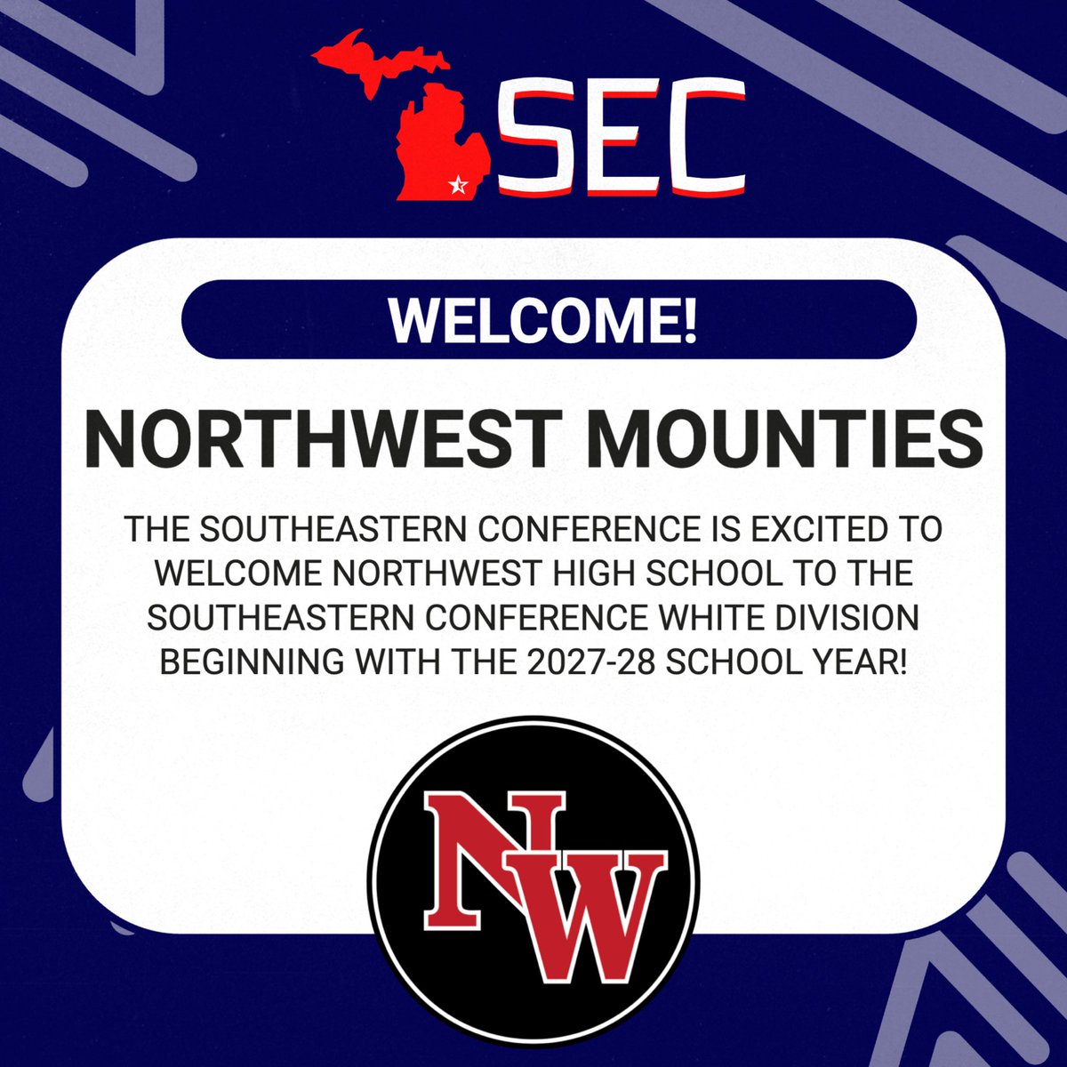SECAthletics's tweet photo. SEC Expansion News! @NorthwestAth https://t.co/Mm32ijWTPY