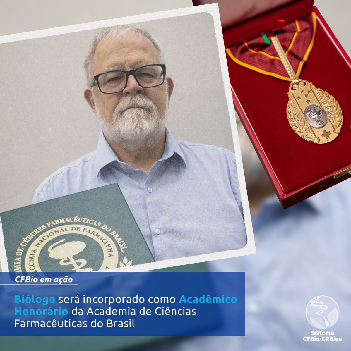 🧬 Reconhecimento à ciência brasileira!
O Biólogo Spartaco Astolfi Filho será incorporado como Acadêmico Honorário da ACFB.
📅 27/2/2026 | ⏰ 18h

👉 Saiba mais no site do CFBio: cfbio.gov.br/2026/02/10/bio…

#CFBio #Biologia #CiênciaBrasileira