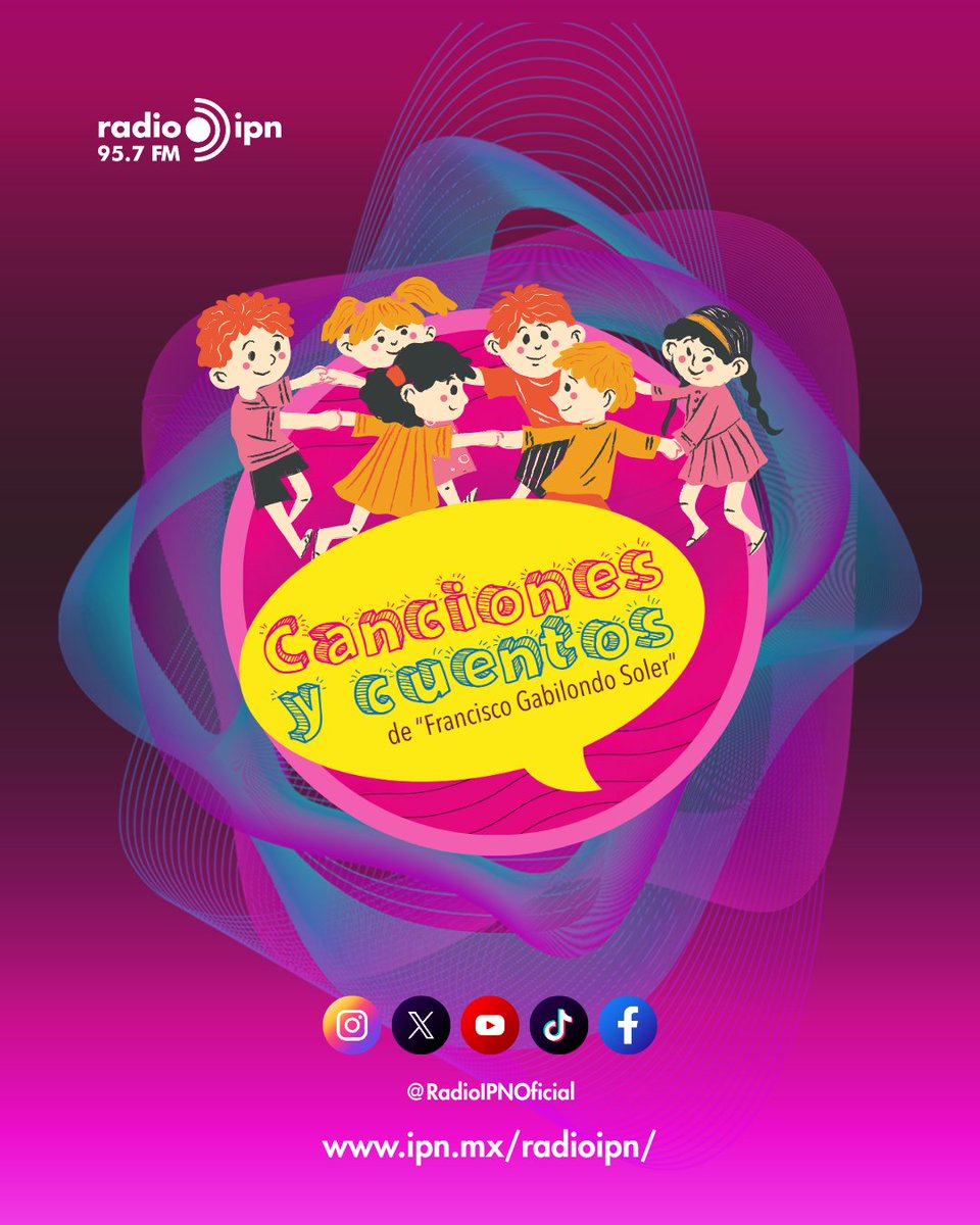 🎶📖 Canciones y cuentos del grillito cantor.
Un espacio para imaginar, cantar y soñar en compañía de las historias y melodías de Francisco Gabilondo Soler 🎠✨
Música, personajes entrañables y relatos que han acompañado a generaciones. 
Sábado 10:00 h 
📡 Radio IPN 95.7 FM
📲