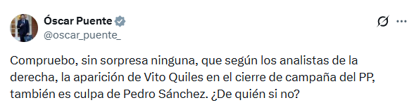 ¿Pero cómo se atreve? Aún no se ha cumplido el primer mes de los accidentes de Adamuz y Rodalies, que se han llevado 47 vidas por delante, y Puente ya actúa como si todo estuviera olvidado.

No ha dejado de mentir y se permite dar lecciones. 

A ver si se entera, se acabó lo de