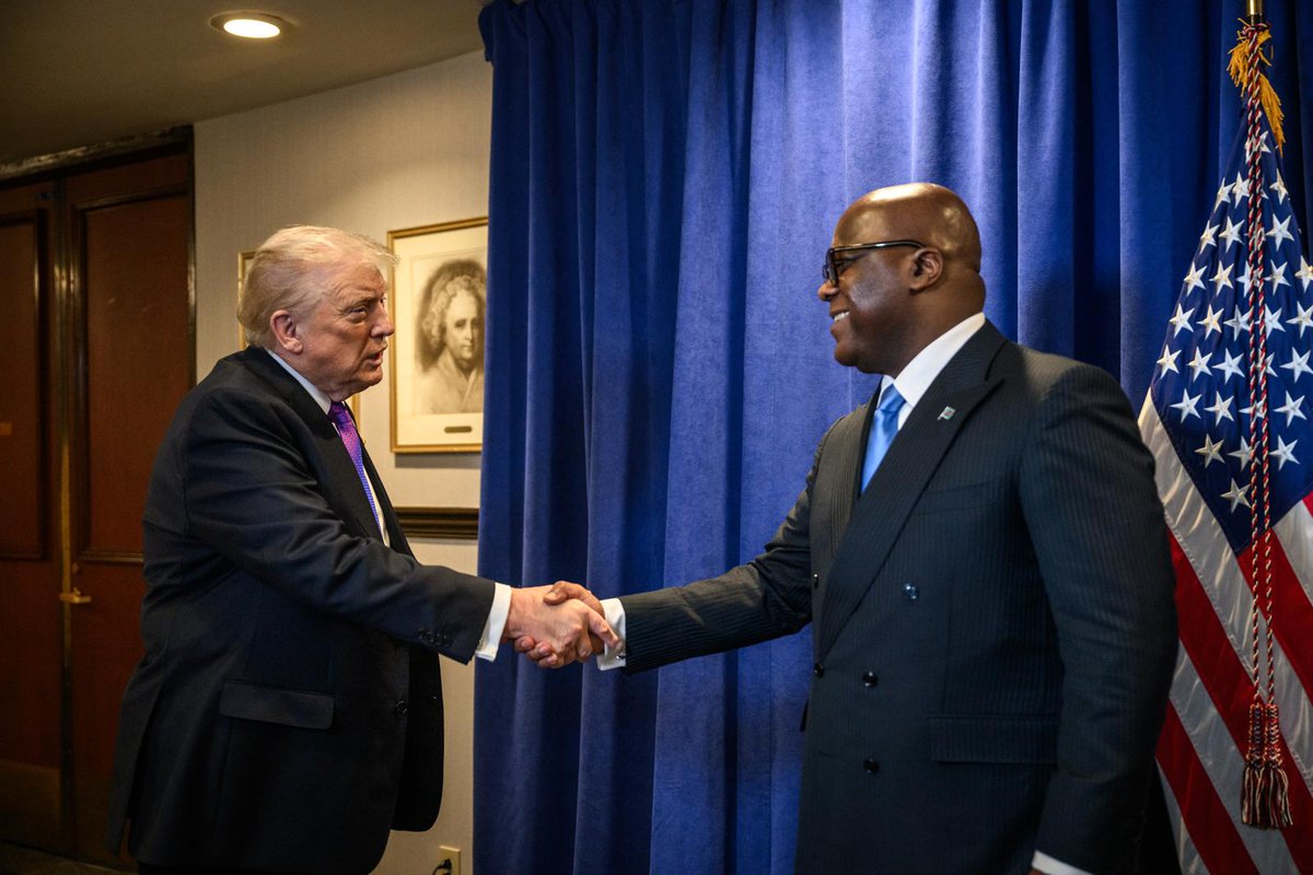 WDC, Feb 5, 2026 Right before getting on stage @ 74th National Prayer Breakfast, Presidents Tshisekedi &amp; Trump took time to discuss candidly and fellowship with Pastor Paula White. The relationship b/w both countries is at high point: rooted in shared values and common interests.