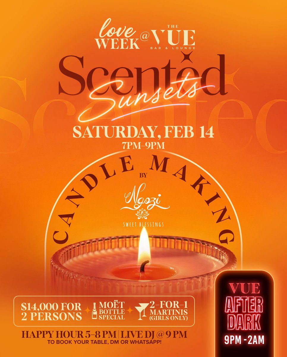 SHOPNGOZI's tweet photo. Scented Sunsets. A Valentines Day Candles Making Experience. Join us at The Vue at 7pm-9pm on Saturday February 14!
Book now - 876-356-3003 or email ngozisweetblessings@gmail.com https://t.co/E0Vn3WPQ9H