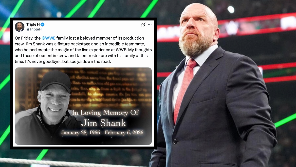 WrestleTalk_TV's tweet photo. Triple H pays tribute to WWE production staff member Jim Shank following his passing on Friday:

"On Friday, the WWE family lost a beloved member of its production crew. 

"Jim Shank was a fixture backstage and an incredible teammate, who helped create the magic of the live experience at WWE. 

"My thoughts and those of our entire crew and talent roster are with his family at this time. 

"It’s never goodbye…but see ya down the road."