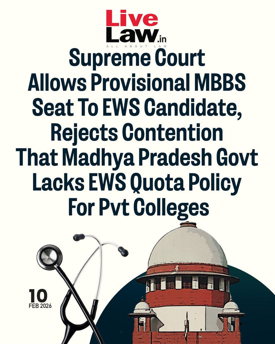 Invoking its power under Article 142 of the Constitution, the Supreme Court today directed the National Medical Commission and Madhya Pradesh government to grant provisional admission to a NEET-qualified candidate belonging to the Economically Weaker Section category.
Read more: