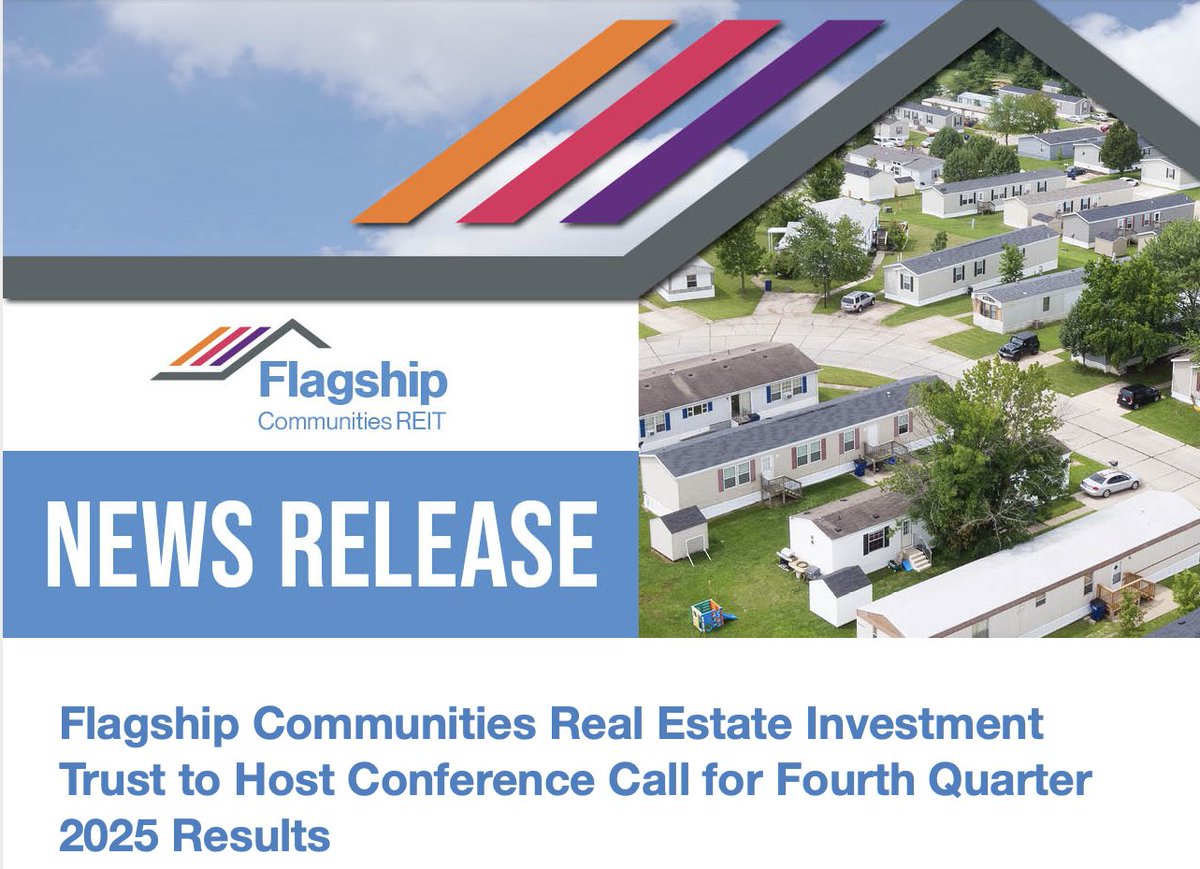 Flagship_Comm's tweet image. Flagship REIT announces it's conference call for Q4 2025 results. Read more here:
flagshipcommunities.com/investor-relat…