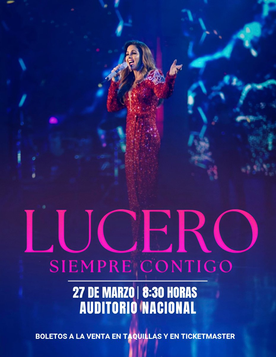 ¡Nuestra bella <a href="/LuceroMexico/">Lucero</a> regresa al Coloso de Reforma! 🎶✨❤️

El #SiempreContigoTour está cada vez más cerca de brillar en el <a href="/AuditorioMx/">Auditorio Nacional</a>. Compra tus boletos en taquilla o <a href="/Ticketmaster_Me/">Ticketmaster México</a>: goo.su/TvBcC5Y

¡Aprovecha el 2x1 en algunas de las localidades! 🎫⭐🎶 RT