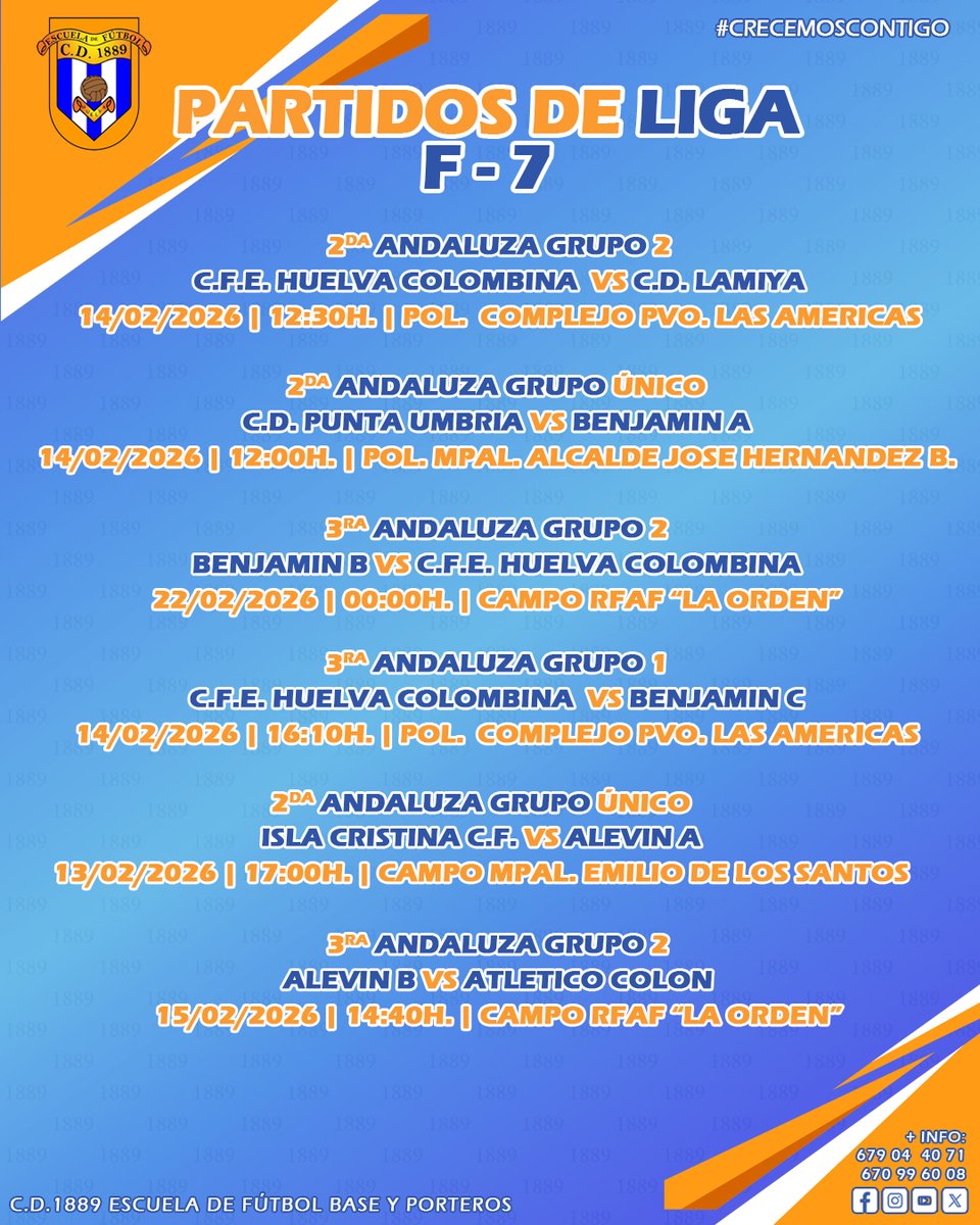 cd1889's tweet image. PARTIDOS DE LIGA | Nuestros chicos del F7 ya tienen horario para sus jornadas de #PartidosOficiales. ⚽🔝
#Vamos89 🔵⚪️🔵

#Somos1889 #FutbolBase #crecemoscontigo
