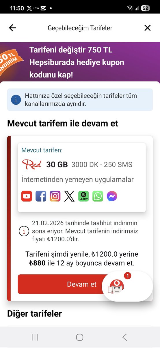 efemtaneri's tweet photo. @VodafoneDestek 21 subat itibariyle bitecek olan 5 adet faturalı hat taahhudum görüldüğü üzere % 100 e yakın zamlı tarifelerle devam etmem mumkun değil https://t.co/Ctchyi8Nf8