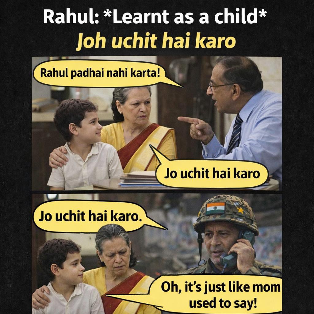 HemanNamo's tweet photo. Childhood lessons last a lifetime.
Some people grow up, some just keep repeating the homework excuse. 😄
“Jo uchit hai karo.” https://t.co/GqJiMGmL75