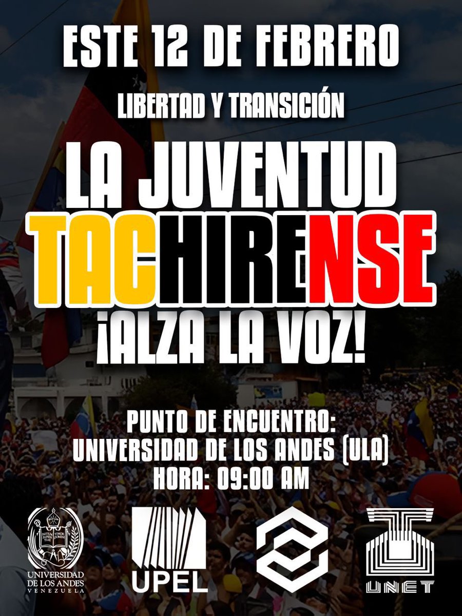 La juventud y la sociedad civil no se rinden ni se silencian. Alcemos la voz por la libertad de TODOS los presos políticos, por una transición pacífica y por una Venezuela donde haya oportunidades para cada ciudadano.

Juntos somos más fuertes que el miedo. 🇻🇪✨