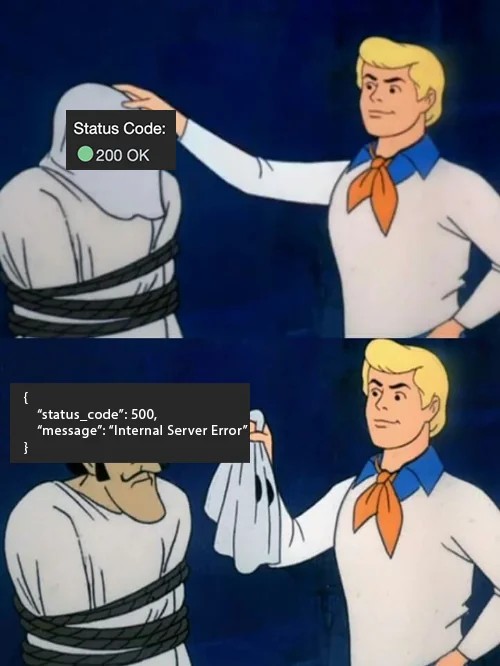 5eniorDeveloper's tweet photo. Un amigo tiene un servicio de validación:

​POST /validate

​Y dice que siempre debe devolver 200; si encuentra errores en la información que valida, estos tienen que venir en el body.

​Que solo debe responder 500 cuando el servicio no pudo finalizar el proceso.

​¿Qué opinan? https://t.co/YWUReDKBq0