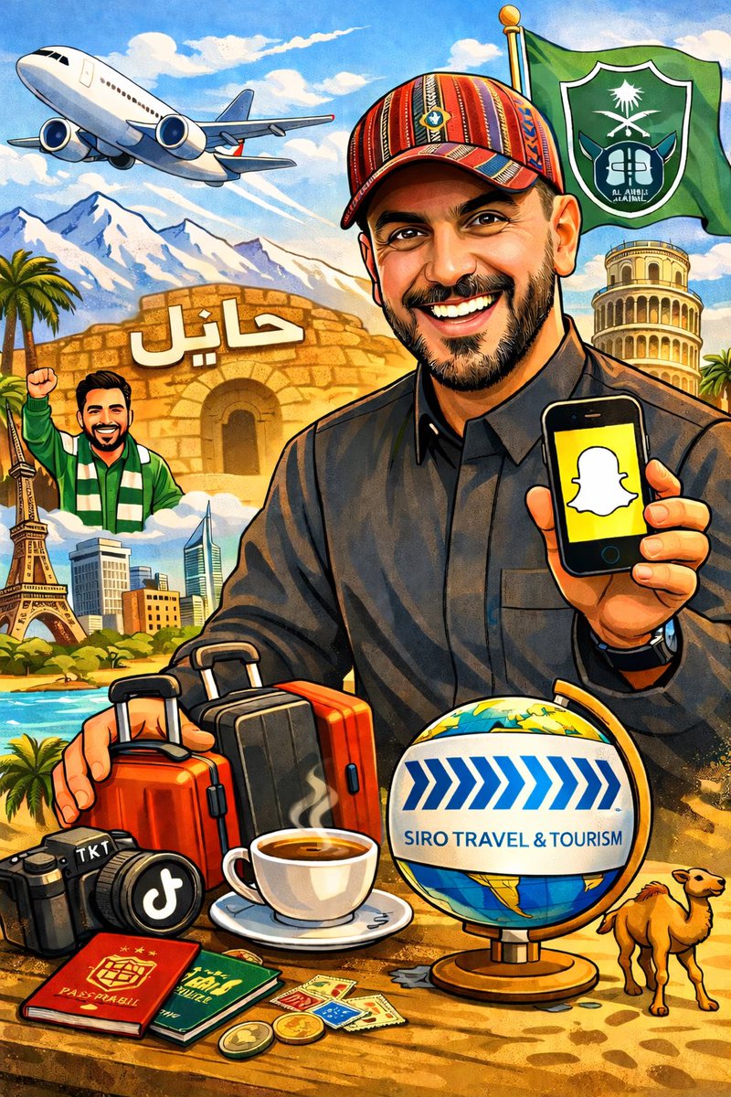 ادخل chatGPT واكتب هالنص :

أنشئ رسمة كاريكاتيريه لوجهي واهتماماتي بناء على حديثنا وماتجده بالانترنت عني ..

شوفو انا وش طلع لي