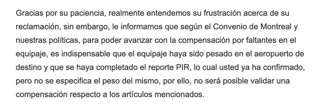 pedrodirisio's tweet photo. @arajetairlines hoy me llegó esta respuesta. Hice el reclamo en el mismo aeropuerto, nadie del personal presente me pidió pesar la valija, ni balanza a la vista. Por favor les pido ayuda para solucionar este problema https://t.co/8zx5vPes9c