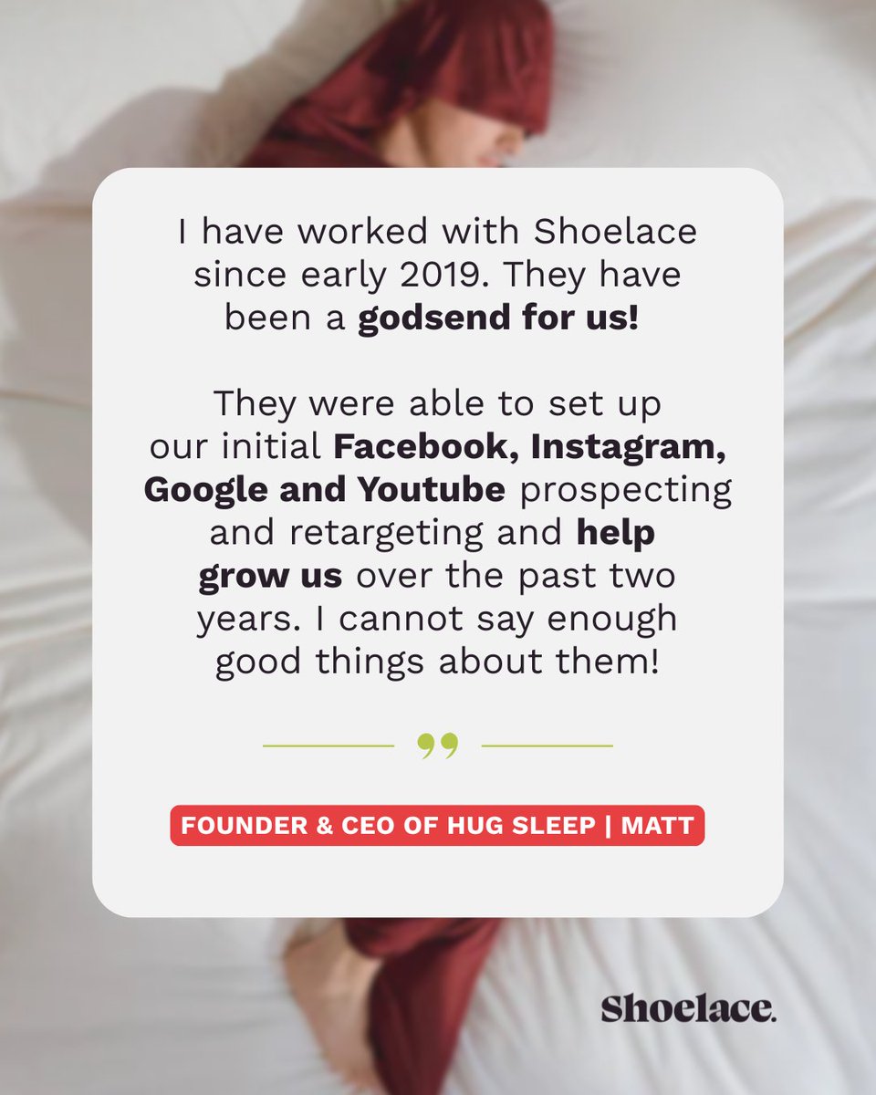 Working closely with the Hug Sleep team over the years and supporting the growth of the business has been incredibly rewarding.

We truly appreciate the trust they’ve placed in us and the opportunity to be part of their journey.

#ClientTestimonial #PaidAds #SocialMediaMarketing