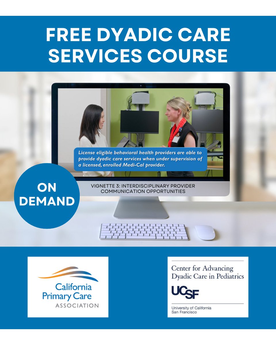 CPCA's tweet image. CPCA’s newest learning course, Dyadic Care Services Course, is now available! Vignette #3 showcases the many opportunities for interdisciplinary provider communication and how crucial it is to support quality care for patients and families.

💻🔗ow.ly/M3aT50Y0gf0