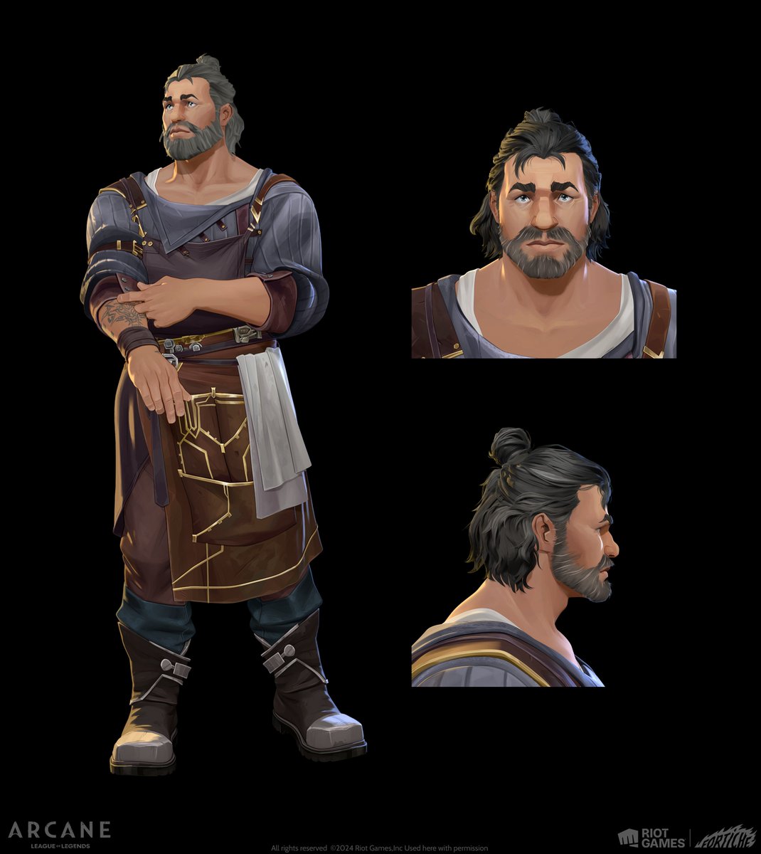 Arcane Season 2 Man Bun Vander Textures by Simon Goeneutte-Lefevre artstation.com/artwork/P6QaE1