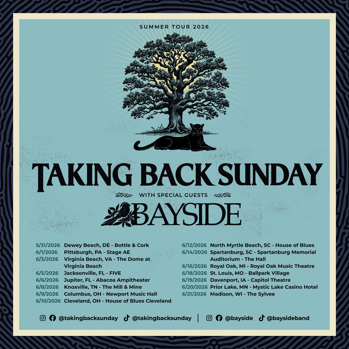 We're proud to share that this summer Bayside will be opening for our good friends Taking Back Sunday along the East Coast and through the Midwest. 
 
Presale tickets will be available Wednesday at 10am local time at baysidebayside.com with VIP Upgrades available on Friday.
