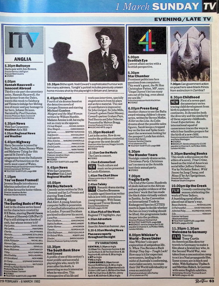 TvDidYouSee's tweet photo. #OnThisDay 1 March 1992 📺TV Listings
#JulietStevenson and #AlanRickman star in Anthony Minghella's acclaimed film TRULY, MADLY, DEEPLY.
#DavidJason brings the second series of THE DARLING BUDS OF MAY to a close.
Why is Michelle singing a duet with Crabtree in 'ALLO 'ALLO? https://t.co/lvYkCX4mEr